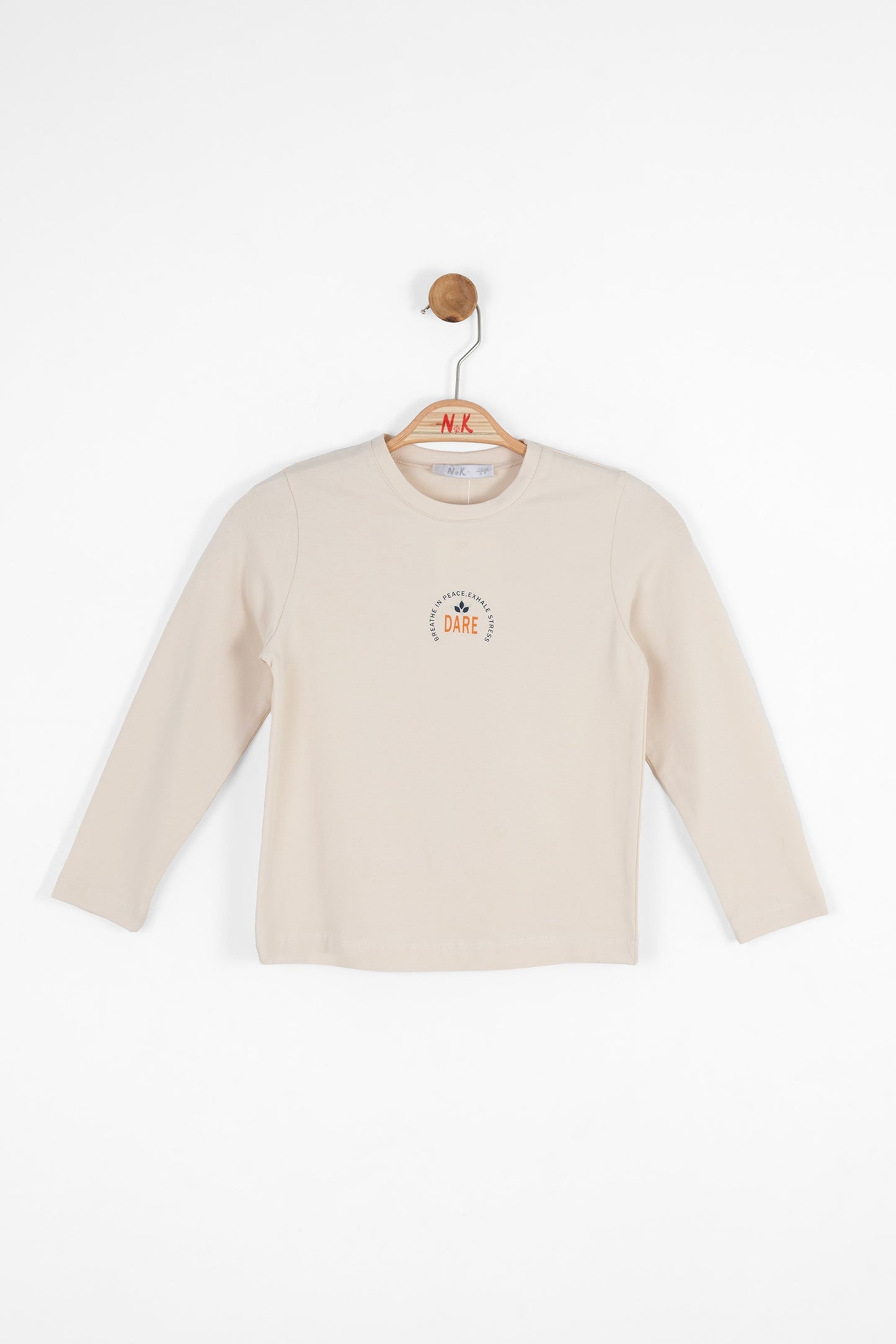 Girls off white, long sleeve t-shirt cotton.
