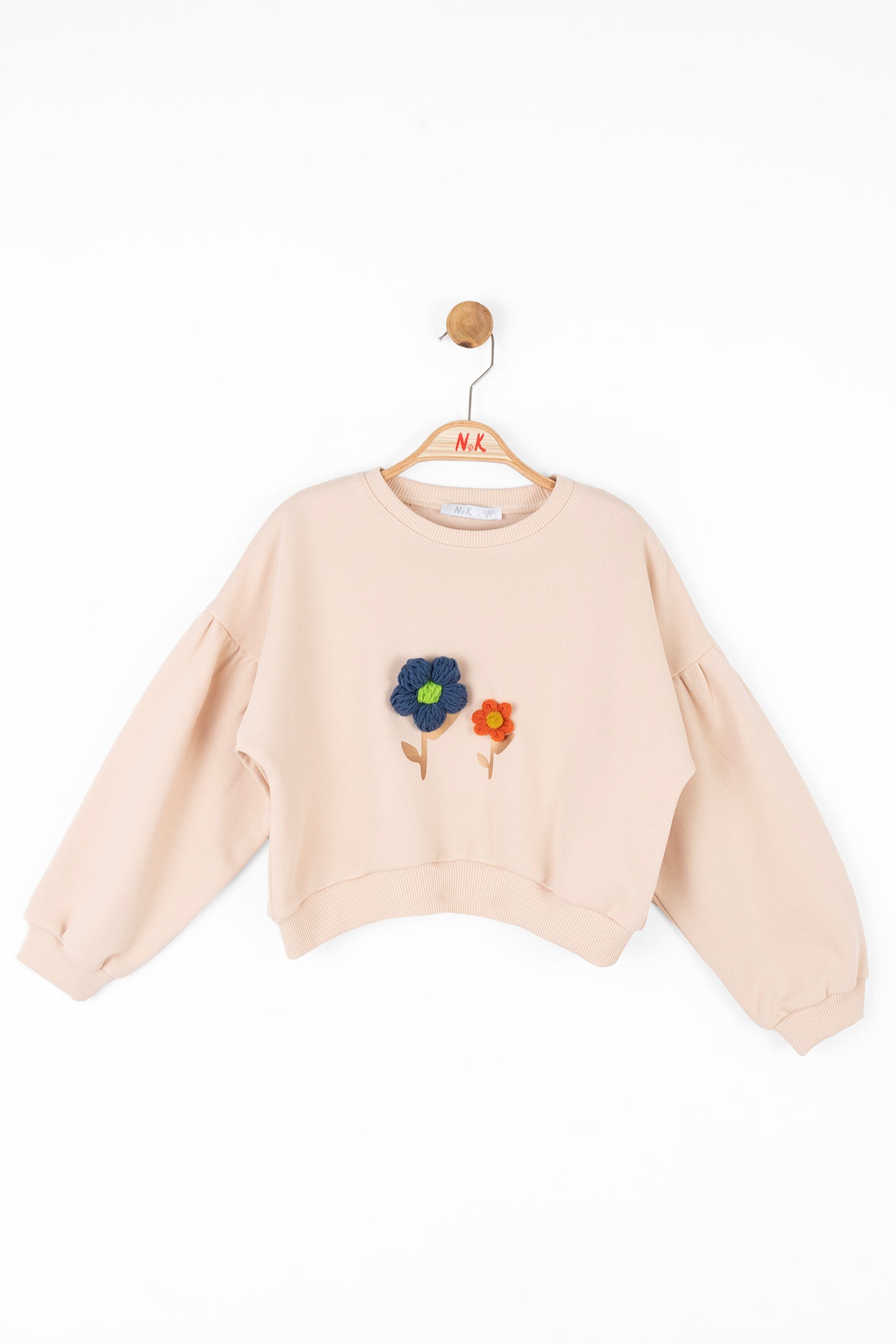 Girls flower patern Jumper.Soft and cozy, kids casual wear, vibrant yarn flower design.