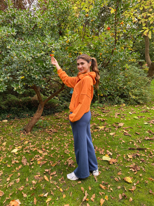 Girls' cozy indigo blue joggers. Relaxed fit with pocket. breathable, high -quality cotton fabric that keeps you comfortable all day long.