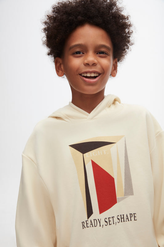 Boys Sweatshirt.The modern geometric design and neutral beige colour