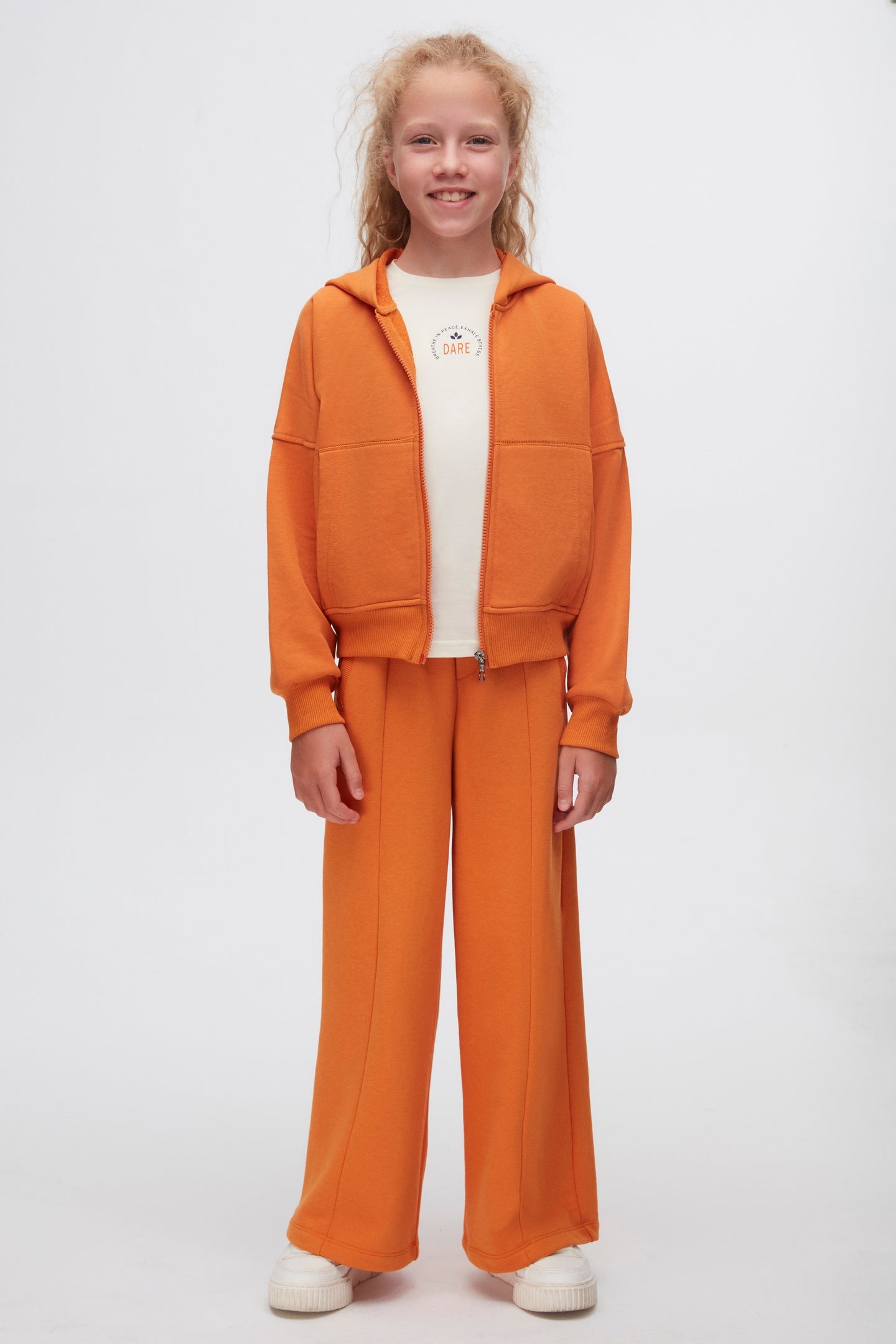 Zip - through hoodie, for kids orange colour.