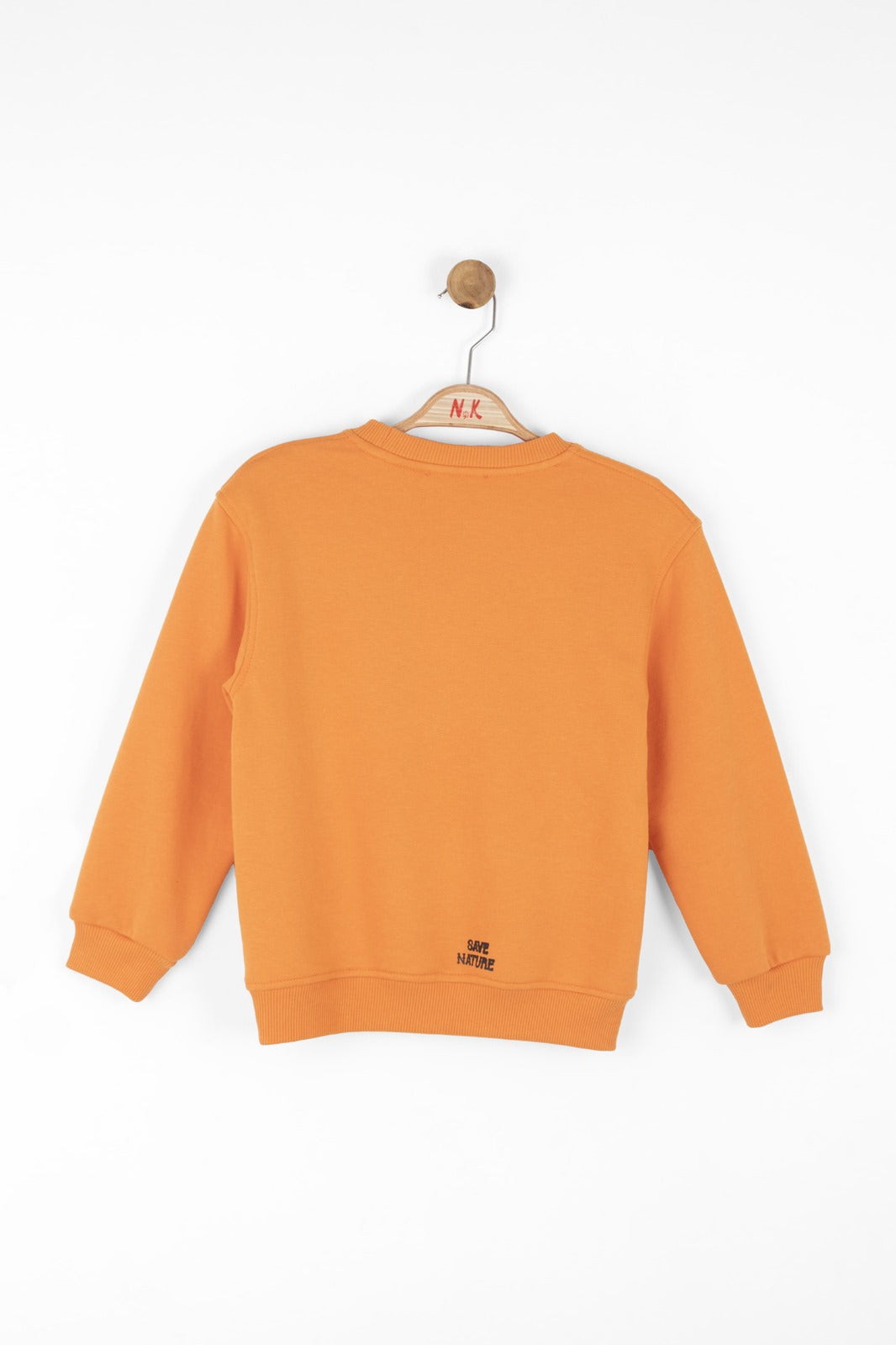 Boys and girls orange sweatshirt. The crew design and soft cotton fabric ensure a comfortable fit.